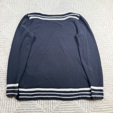 Loft Sweater Womens SP Navy Blue Striped Boat Neck Cotton Nautical Preppy Work