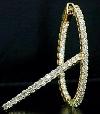 3.00Ct Round Cut Moissanite Elegant Huggie Hoop Earrings in 14K Gold Plated