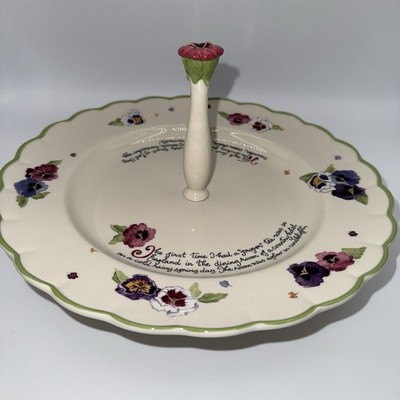 Lenox ''A Proper Tea'' CENTER HANDLED SERVING TRAY Susan Branch Pansy Flowers NIB