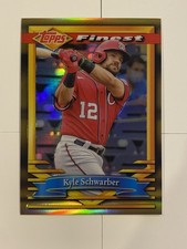 2021 Topps Finest #78 Kyle Schwarber Flashbacks Gold Refractor /50