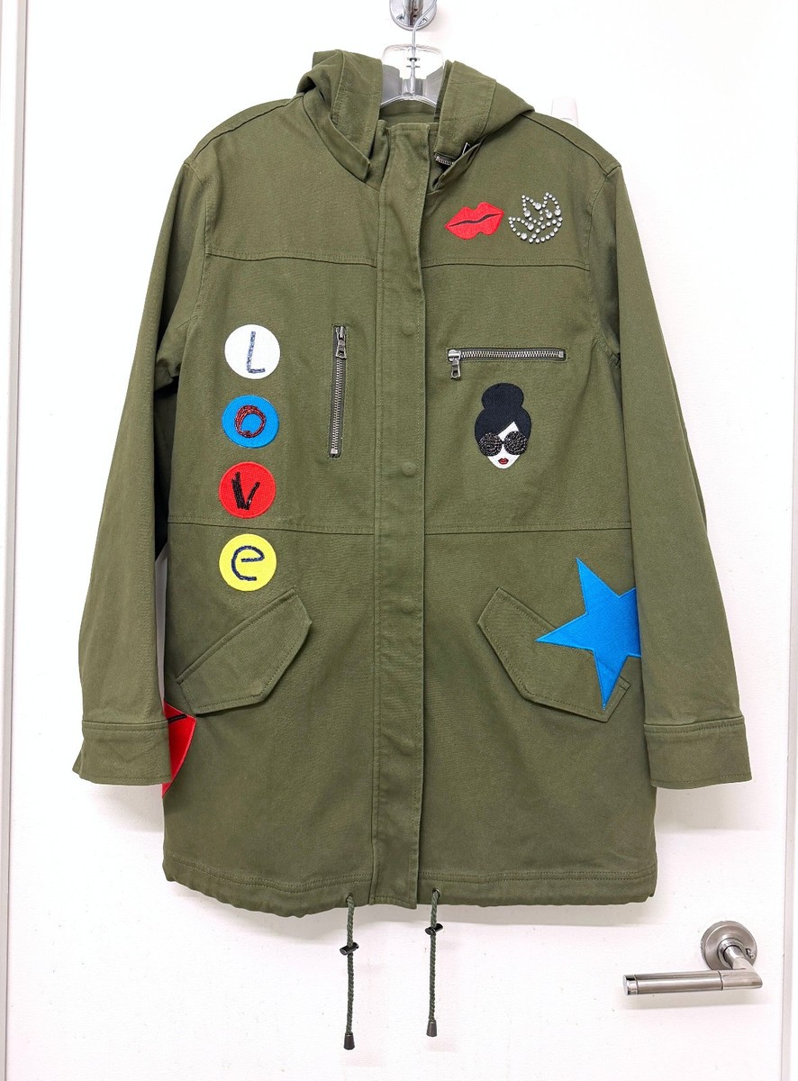 ミュージシャン J.S.B. EMBLEM Parka NWT Alice + Olivia Cheryl Embellished Hooded Parka Coat Army Olive
