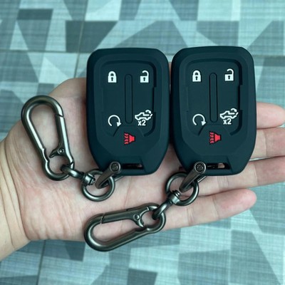 2PCS Silicone Smart Key Fob Case Cover for 2023 2022 2021 2020 2019 Chevy Silver