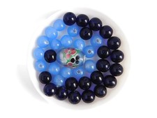 Vintage and New Blue Glass Beads, Includes Czech and Japanese, Lot of 36