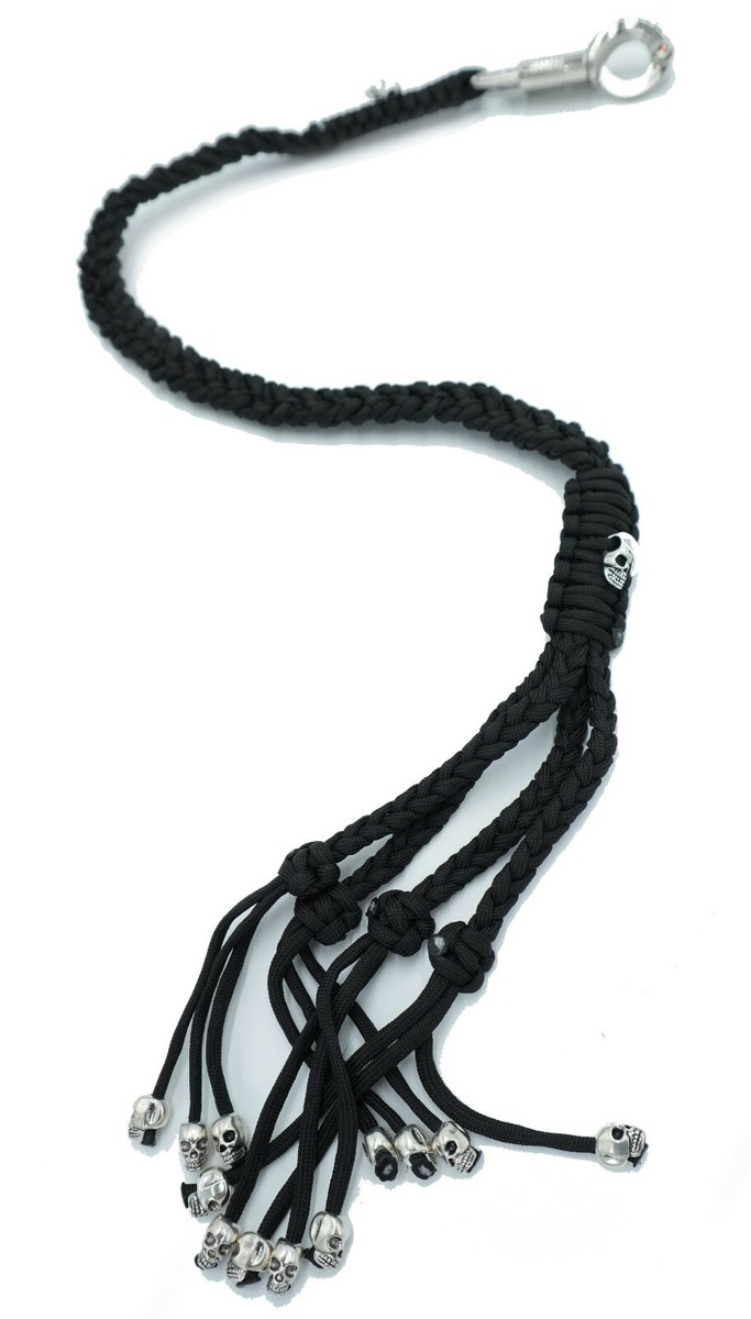 Paracord Motorcycle Biker Whip Get Back whip Metal Skulls 36