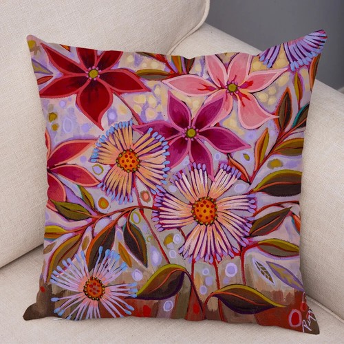Watercolor Floral Cushion Cover Cartoon Butterfly Plant Pillowcase Pillow Case - Picture 39 of 72