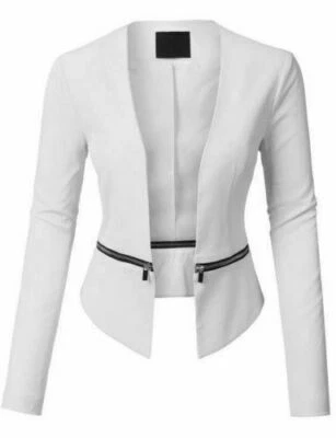 Damen Weißes Leder Blazer Pure Echt Lammleder Slim Fit - Bild 1 von 4
