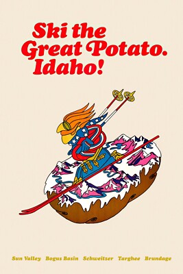 Ski the Great Potato Idaho! 1970 Vintage Poster