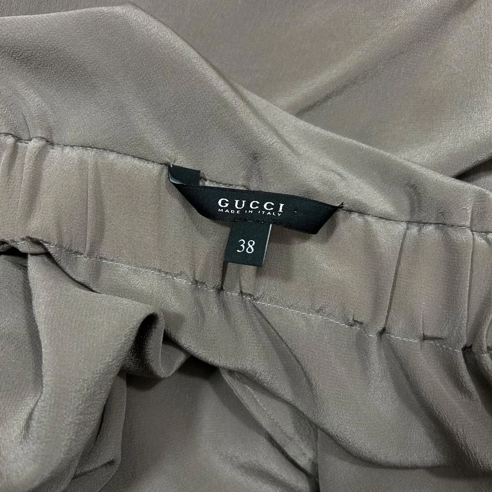 Vestido de cóctel Gucci beige Seta seda hasta la rodilla cuello envolvente 2007 talla 38 232067 Foto 3 de 4