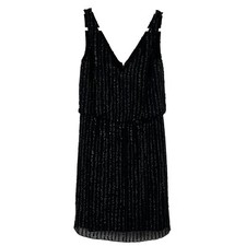 NWT Adrianna Papell Womens Black Sequin Sleeveless Mini Blouson Dress Size 2