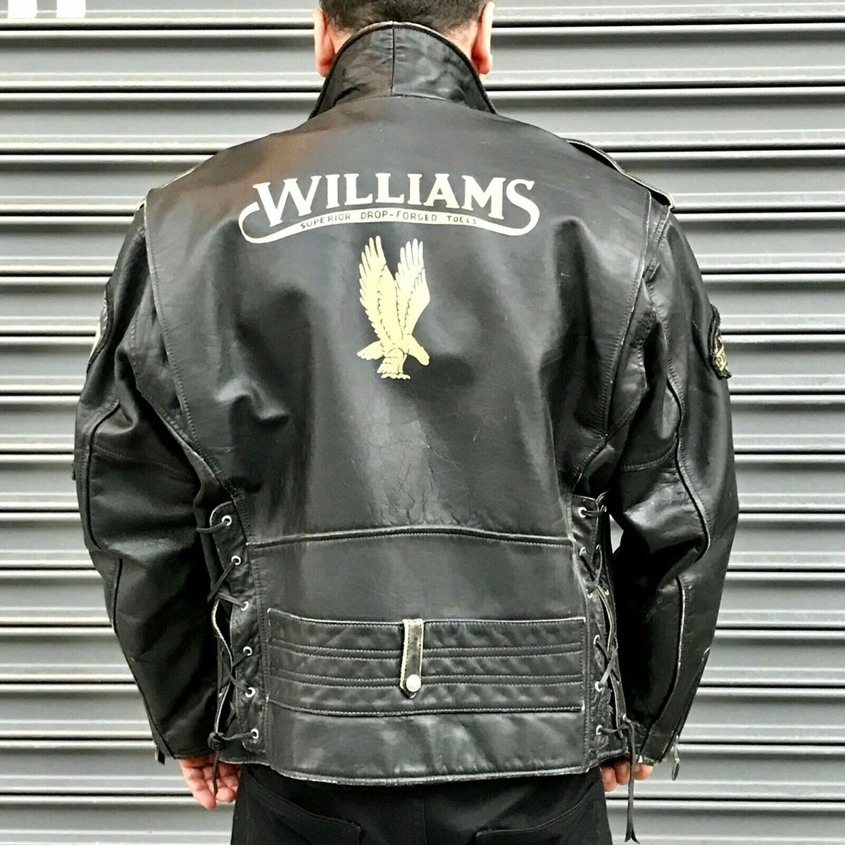 LEE TREVOR 80s Williams Motorcycle Biker Laced up D-pocket Leather