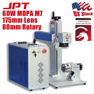 USED  60W JPT MOPA(C) Fiber Laser Engraver Marking Machine D80 Rotary 175mm Lens