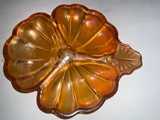 Vintage Jeanette Marigold Carnival Glass 3 Section Dish Gold Iridescent 5 Avail.