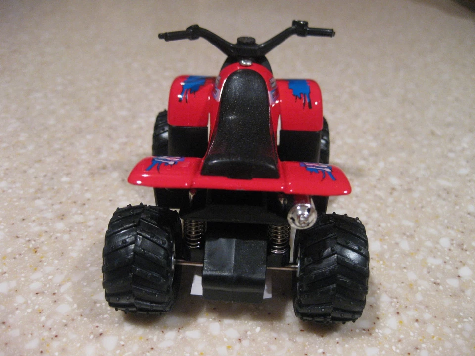ATV QUAD DIE CAST PULL BACK ACTION NO BATTERIES ALL TERRAIN VEHICLE RED SHOCK - Image 4 of 4