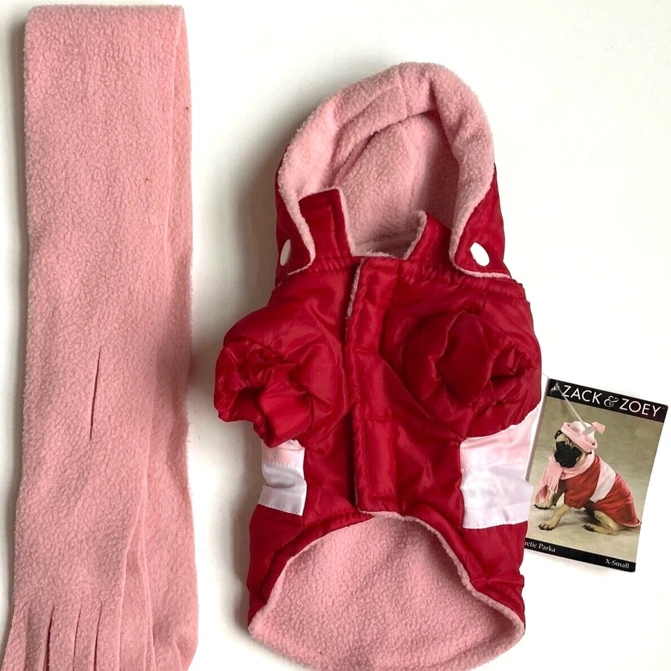 Zack Zoey Dog Arctic Parka & Scarf XS Fleece Lined Coat Detachable Hood HAT FLAW - Image 3 of 4