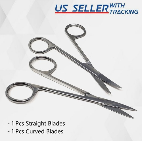 CURVED + STRAIGHT SMALL SCISSORS MULTIPURPOSE USE FOR MUSTACHE, THREAD, EYEBROWS - Picture 3 of 3