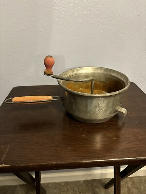 Vintage Foley Food Mill Spinner13 In with Orange Red Wood Handles