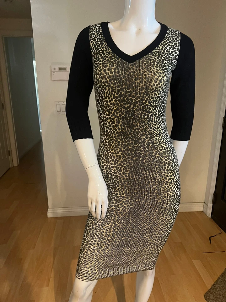D & G DOLCE GABANNA VINTAGE KNIT LEOPARD DRESS SIZE XS XSMAL