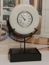 NEW!! Young Town Quartz White Marble Clock Made In India 15"High 