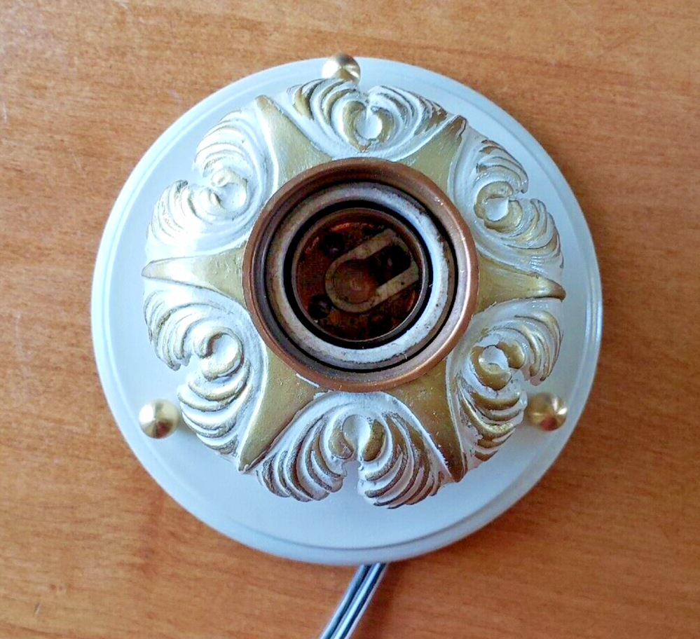 Antique Refurbished Single Light Flush Mount Brass Ceiling Fixture