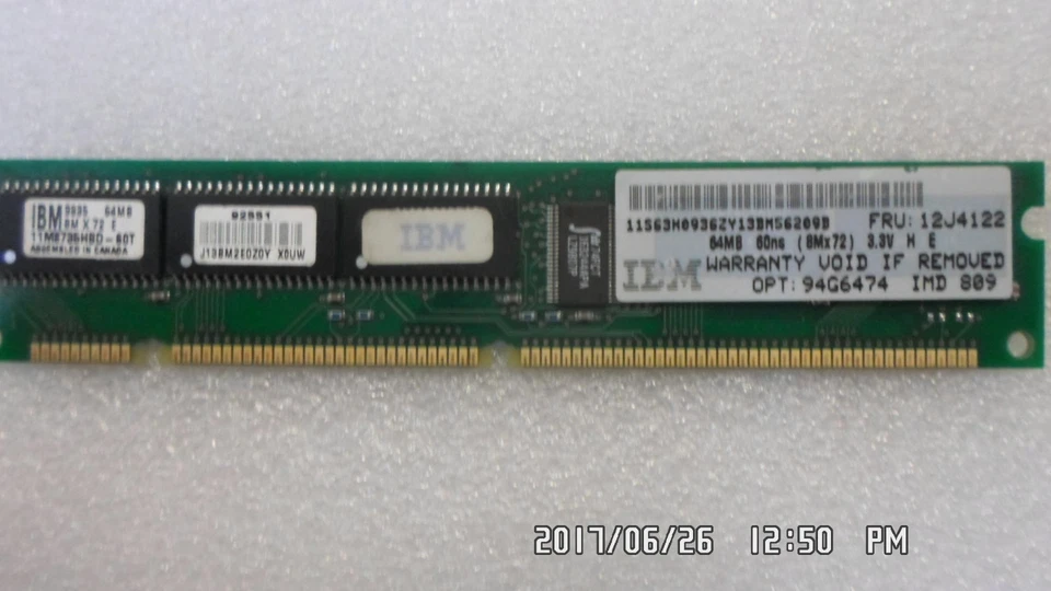 IBM 12J4122 94G6474 64MB 60ns EDO ECC 168 Pin DIMM 94G6474 - Image 4 of 4