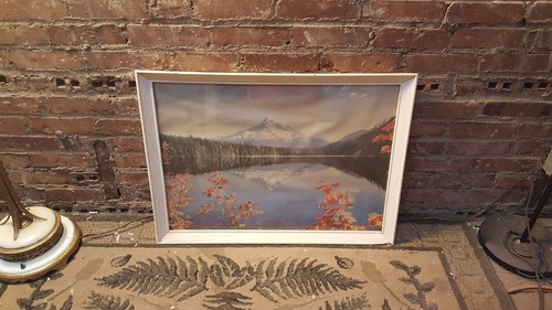 Vintage 20" X 28" MOUNTAIN LAKE Art Print PRETTY - Picture 2 of 6