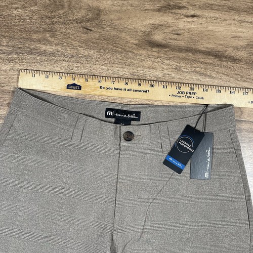Travis Mathew Grommet Golf Shorts Men's 32 Khaki Pinstripe Plaid Lightweight NWT - Picture 6 of 11