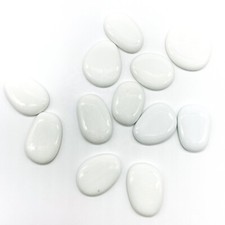 15 LARGE Flat White GLASS PEBBLES Story Stones Beads PAINTING Mosaic