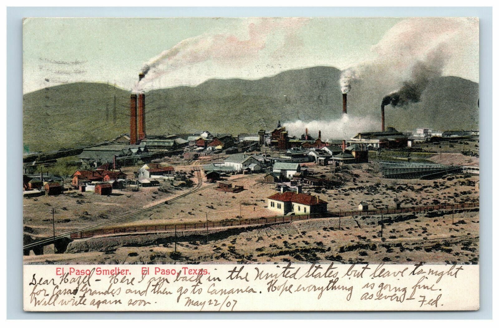 1907 El Paso Smelter Texas TX Postcard Undivided Posted eBay