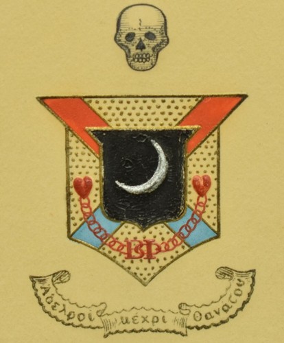 Cresta Armorial Calavera y Luna Pintada a Mano-Gouache - Imagen 2 de 3