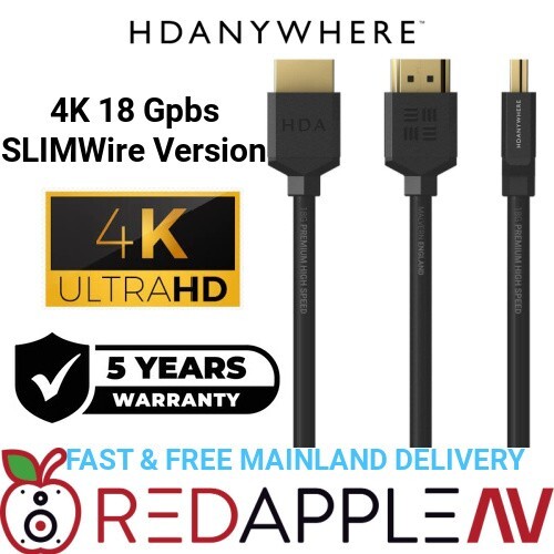 HDANYWHERE Professional 2m 18 Gbps SlimWire MAX HDMI Cable Lead