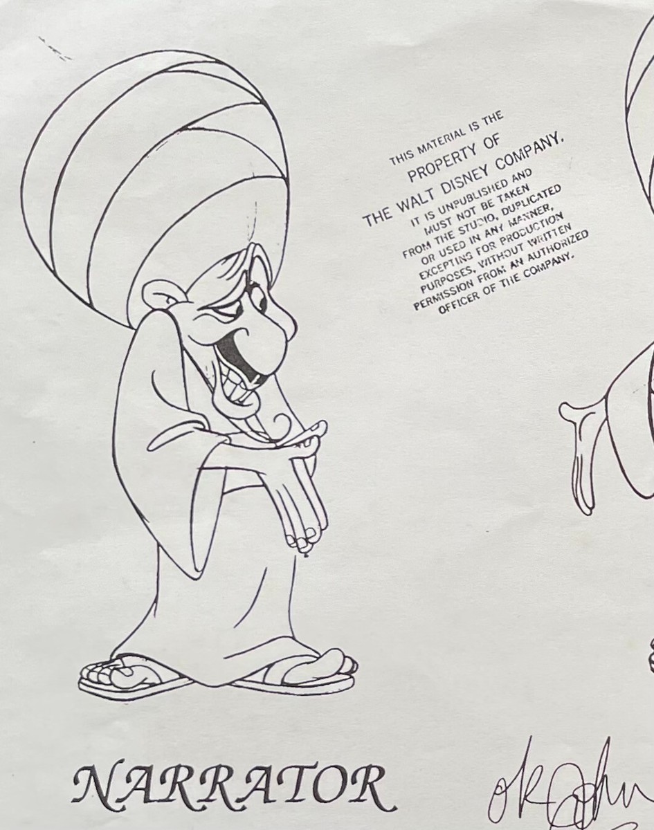 ALADDIN Model Sheet THE NARRATOR Disney ANIMATION Research PRINT