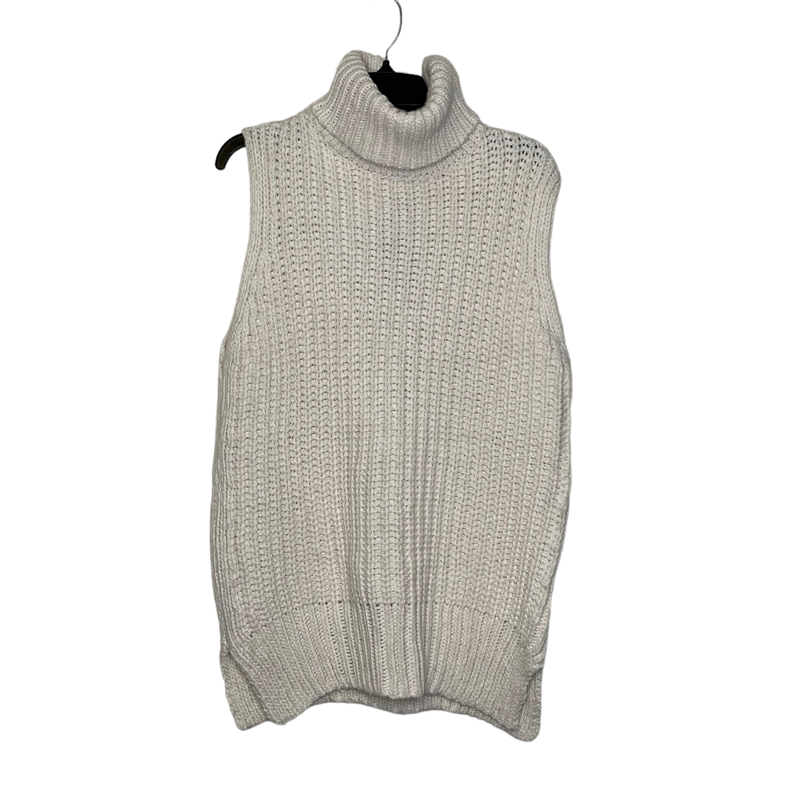 Hu0026M Cable Knit Turtleneck Sweater Vest Size Small Green Poly Wool Blend