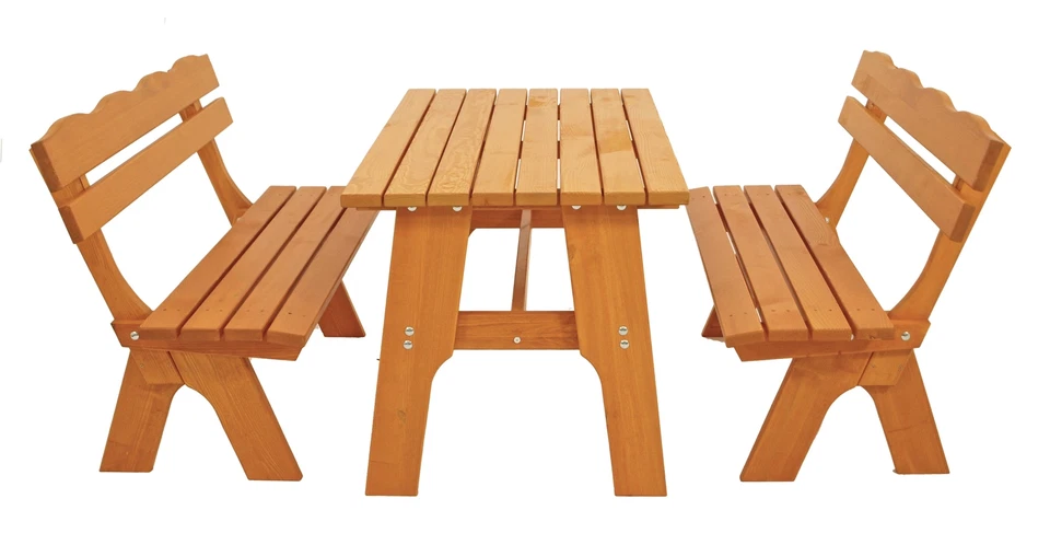 Gartengarntiur Gartenset Sitzgruppe Holzgarnitur FREITAL 3-teilig 120cm, Kiefer - Bild 2 von 4