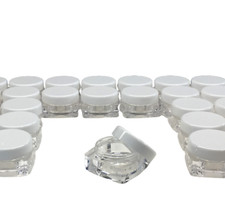 Cosmetic Jars Empty Square Makeup Containers White Lids 10 Gram Ml 5 Pack 3086