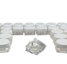 Cosmetic Jars Empty Square Makeup Containers White Lids 10 Gram Ml (5 Pack) 3086