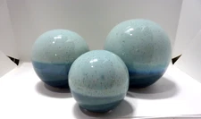 Set Of 3 Porcelain Ceramic  Decorative Blue Ombré Balls 3'',4” & 5” HOME DECOR