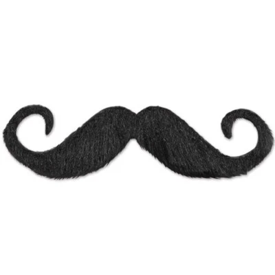 BEISTLE Costume Handlebar Hairy Mustache Stick On Black 5 Inch Halloween Costume Prop