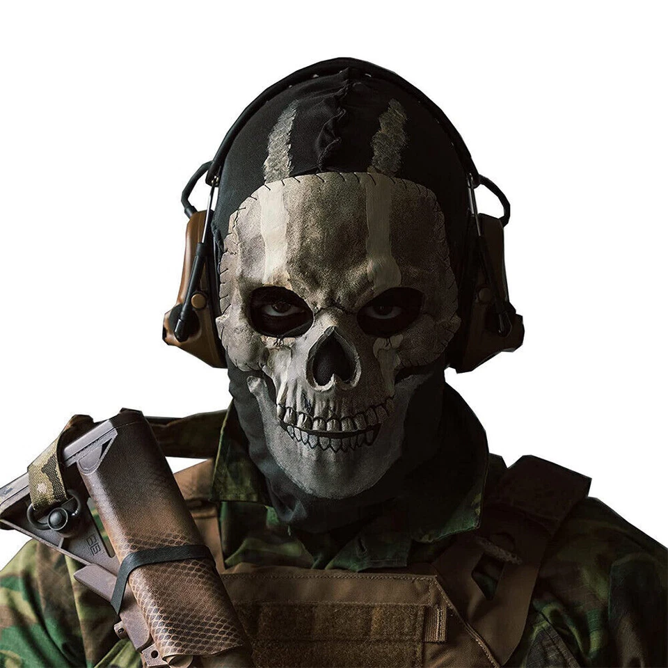 Call of Duty Ghost Mask Adult Balaclava Hat + Skull Face Mask Cosplay Costume - Image 2 of 4