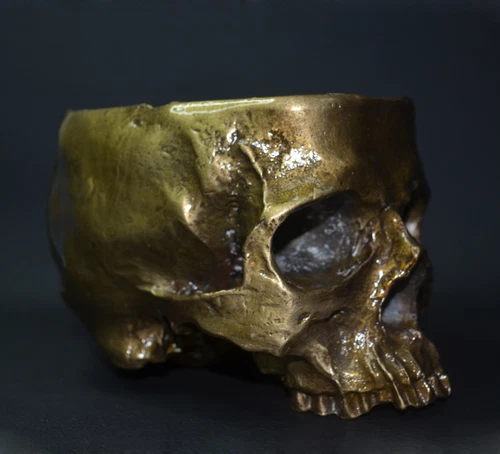 Casting Brass Human Skull Crafts Metal Skull Bowl Desktop Decor Collectibles