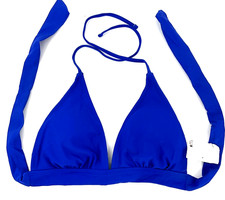 California Waves Bikini Top Swimsuit Blue Size Med Tie Strap Blue