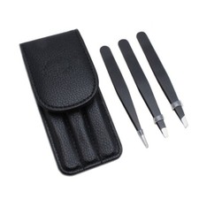 3pcs Pro Stainless Steel Slant Tip Tweezer Precision Eyebrow Hair Remover Tools