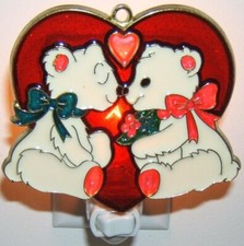 New Cute Two Teddy Bears in Heart Night Light Home Decor Free Ship