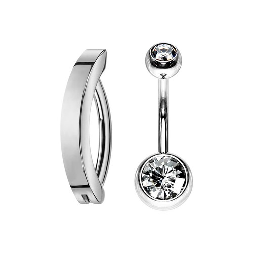2 PIEZAS Barra Curvada Titanio 14G Clicker Inverso Ombligo Anillo Ombligo Joyería - Imagen 11 de 12