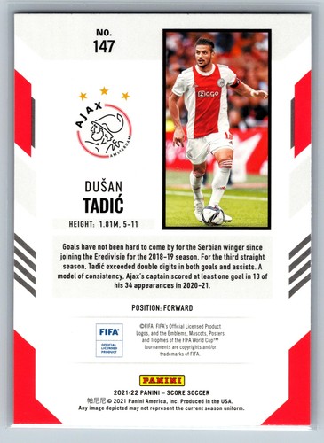 Dusan Tadic 2021-22 Score FIFA Red Lava Ajax #147 - Picture 2 of 2