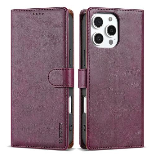 For iPhone 16 15 14 13 12 Pro Max Magnetic Leather Wallet Card Flip Case Cover - Picture 26 of 64