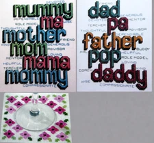 Mother Father Day Sampler Variegated Flower Coaster Design CROSS STITCH PATTERNS