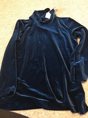 Women's UK 10 Emreco Indigo Roll Neck Jumper Blue Velour New