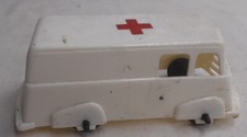 Ideal Toy Co Plastic White Ambulance I-1901 Made in USA Early 1950's 4-1/2" Long