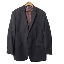 Perry Ellis Premium Slim Fit Charcoal Wool Blend Blazer Double-Vented 44R/38W