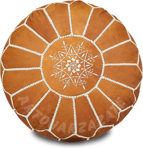 Premium 100% Real Leather Ottoman Pouf - Stylish Hassock for Comfort & Décor - Picture 3 of 12